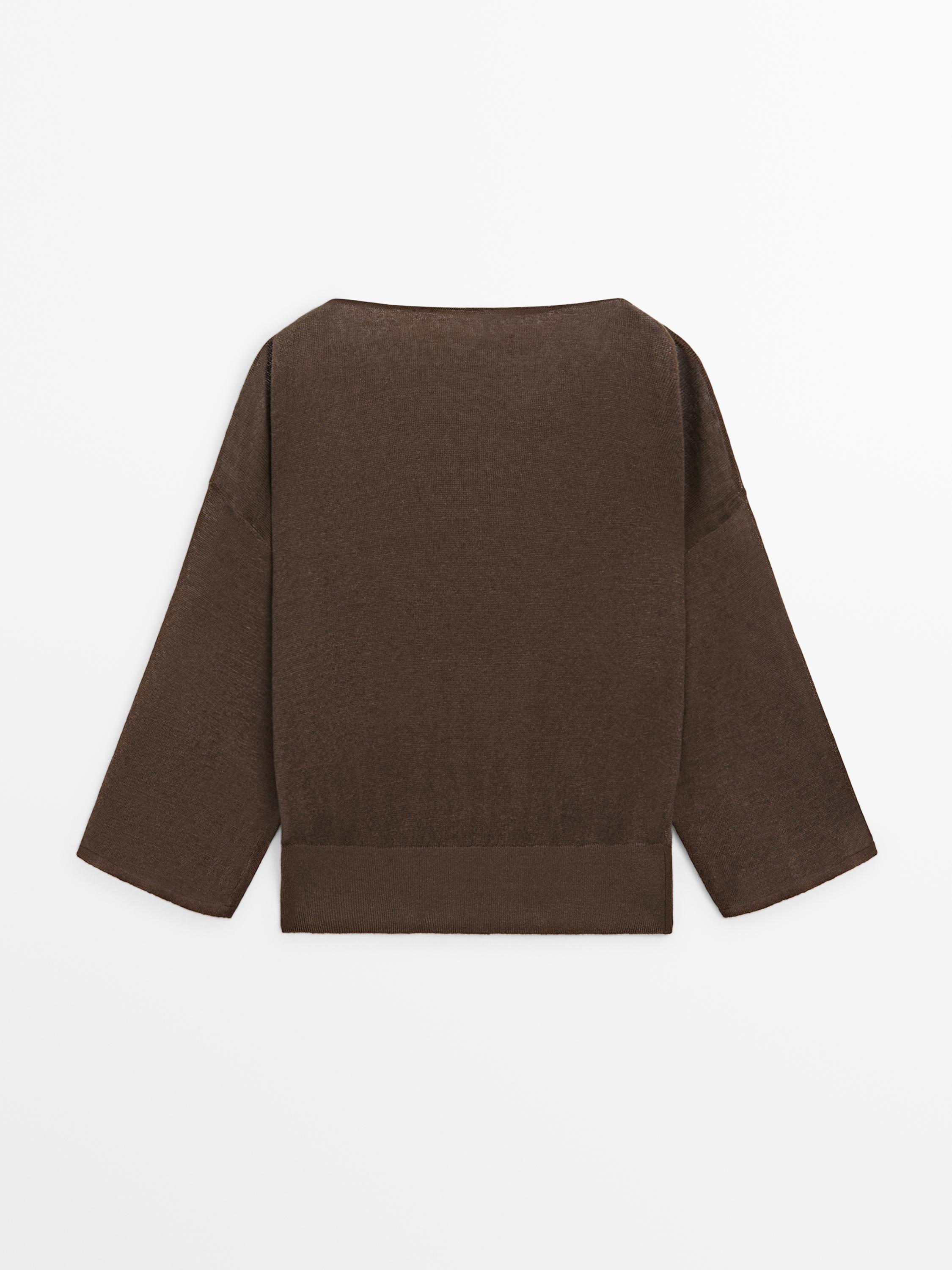 Linen knit boat neck T-shirt